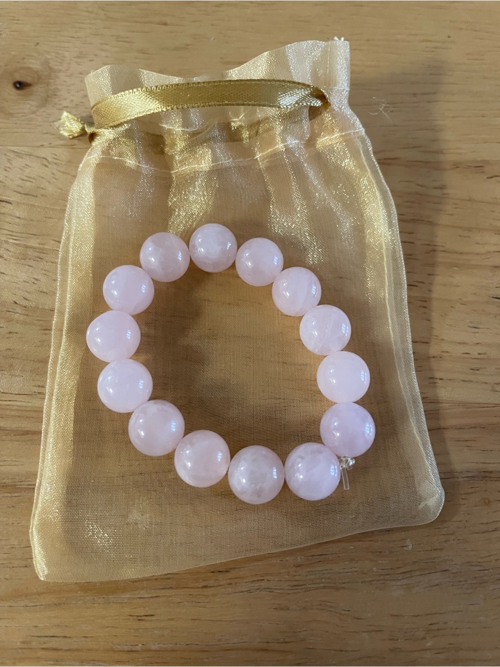 Rose Quartz Beaded Stretch Bracelet - Pink